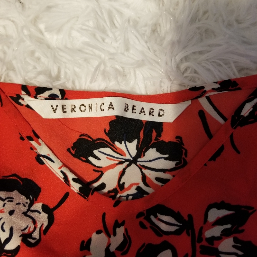 Verónica Beard Antonette Silk Floral Cami Top Color Red/Black - Picture 6 of 9
